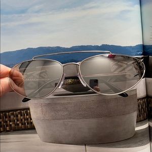 Vintage  PRADA 66mm cat eye silver sunglasses